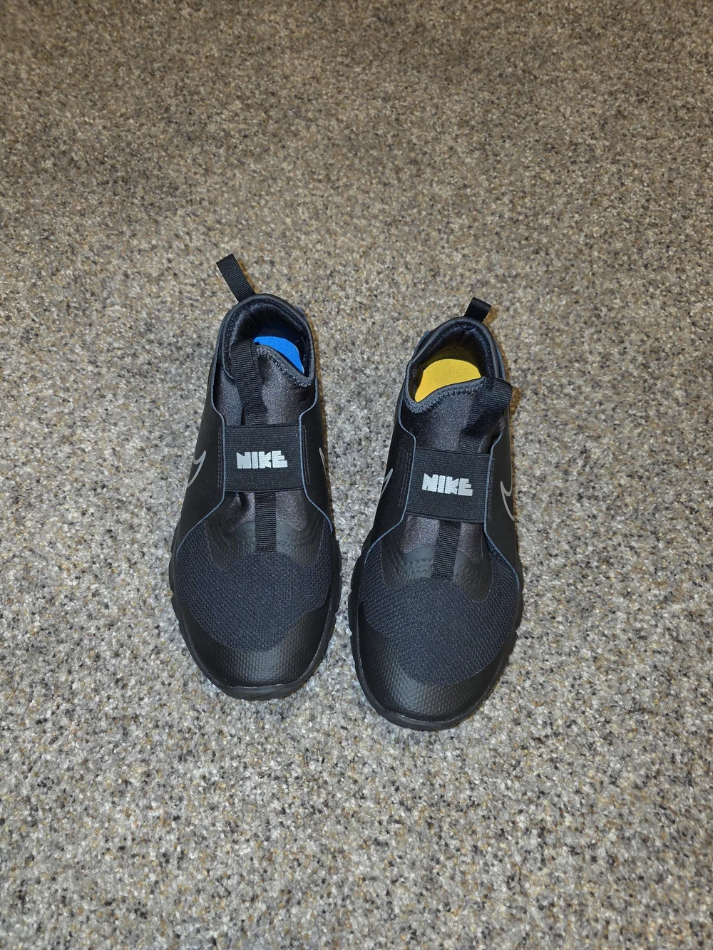 Nike Kids Black Slip-On Sneakers with Gray Swoosh